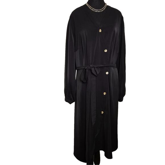 Standards & Practices Women's Black Button-Up Wrap Long Sleeve Dress Size 1X - Picture 1 of 10